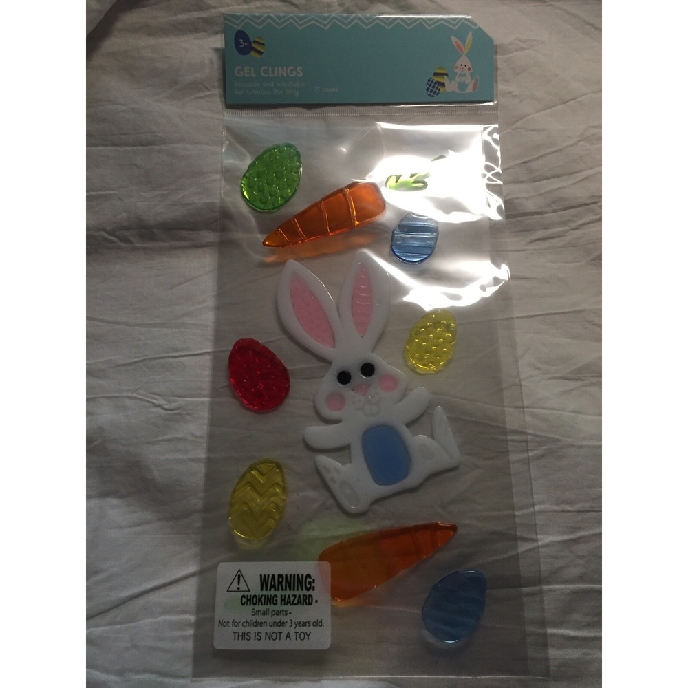 NEW EASTER Spring Summer Bunny Rabbit Eggs Window Gel Clings Decorations 19 pcs!
